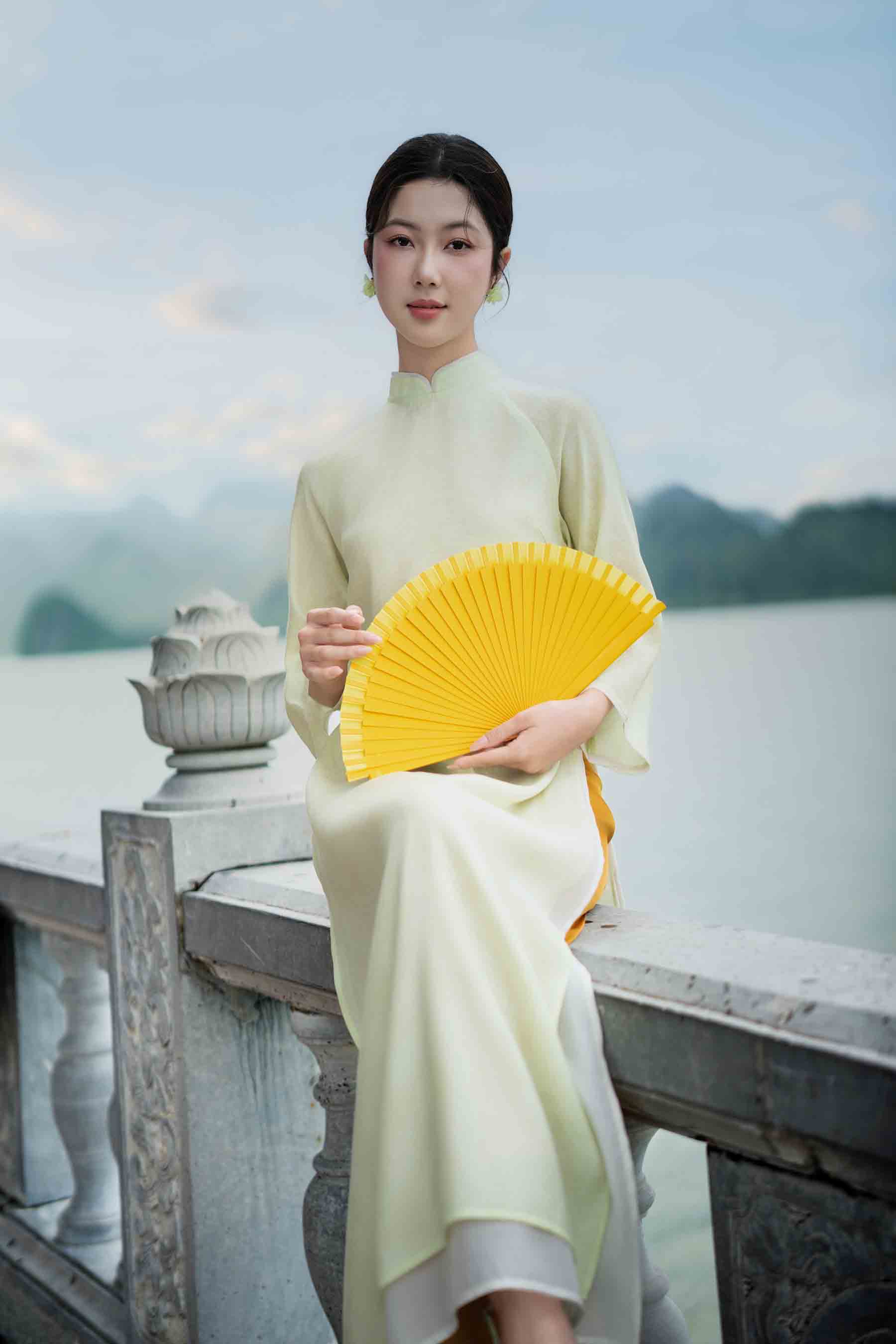 BST Mộc Miên áo dài xanh bơ