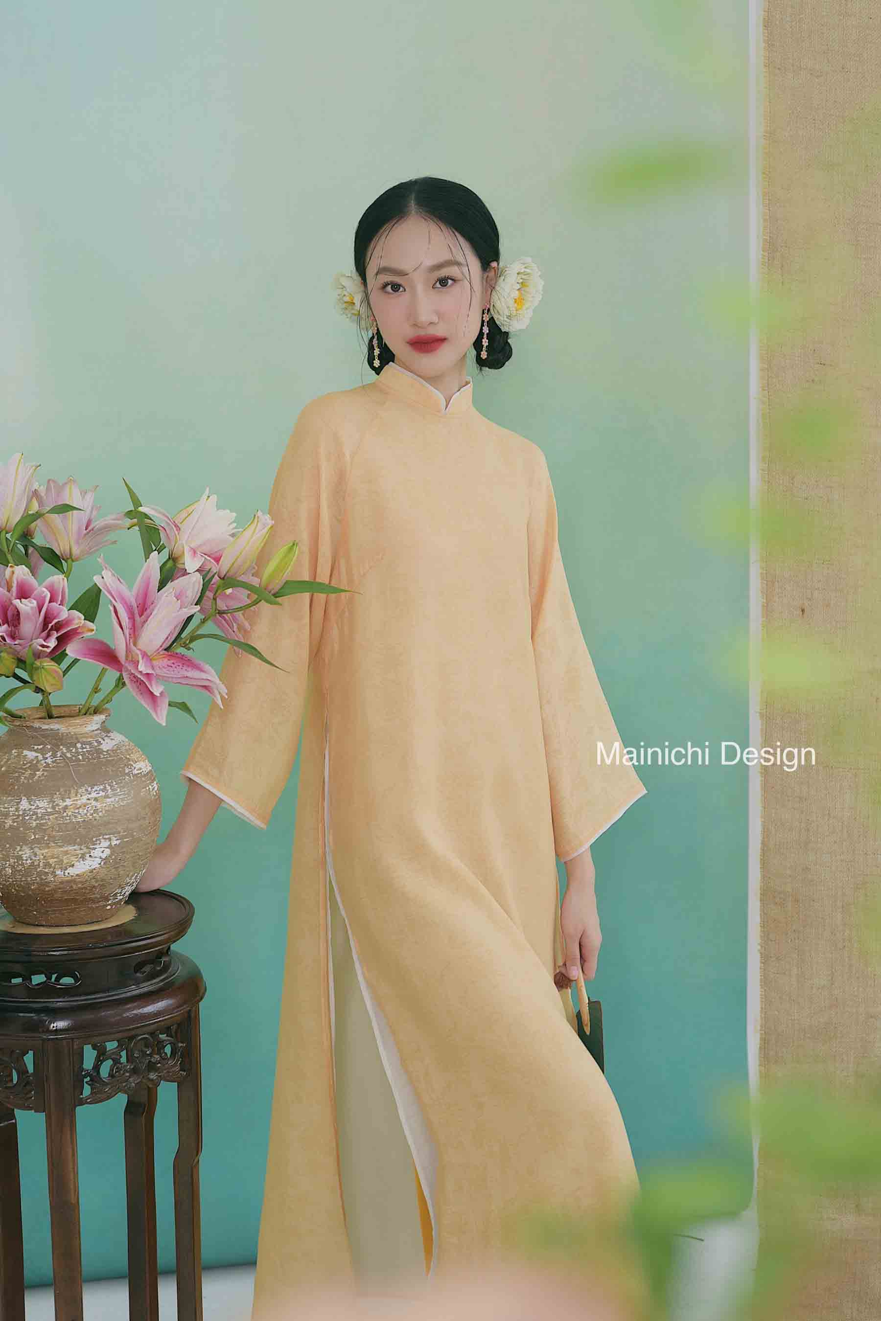 BST Mộc Miên áo dài vàng nhạt