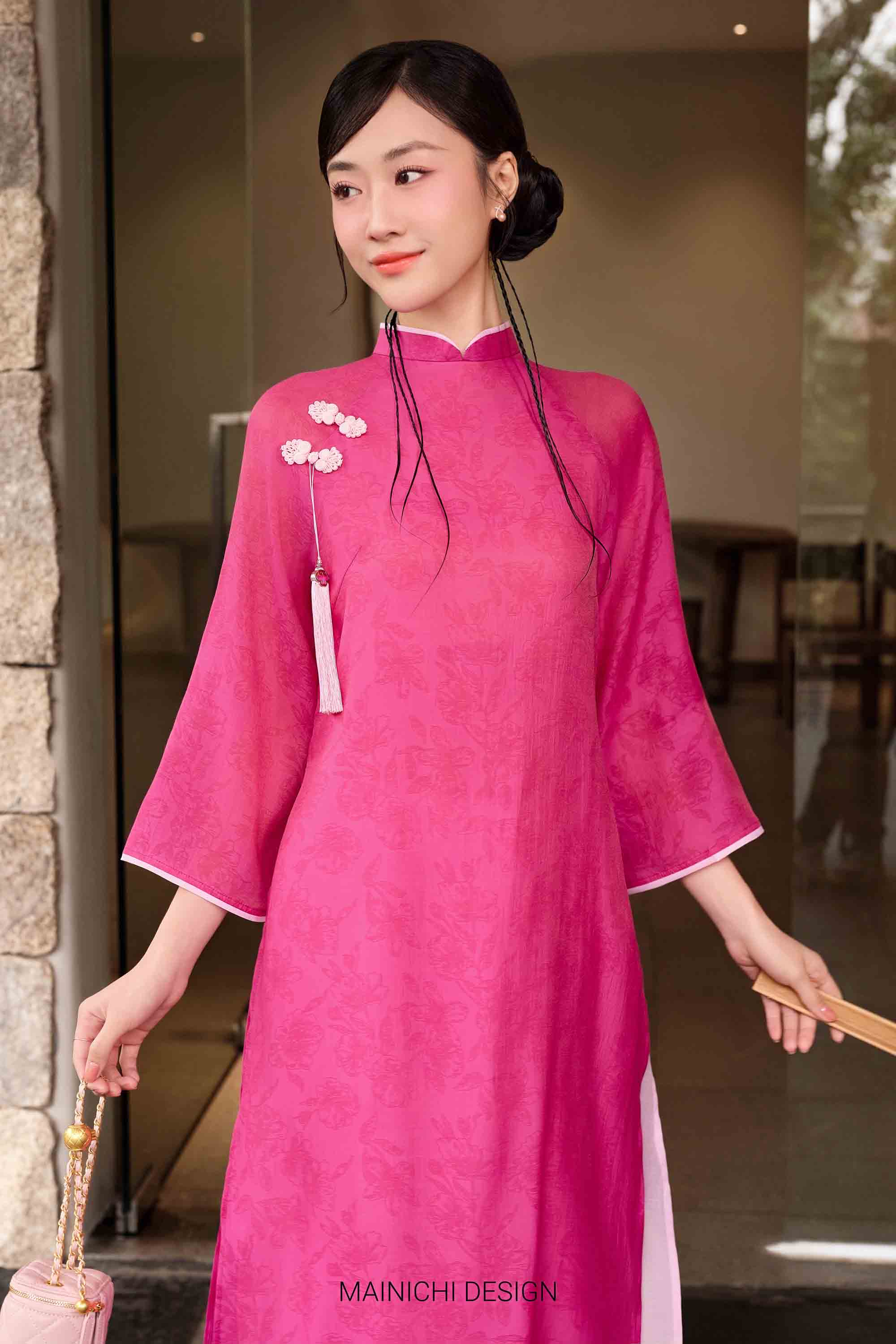 BST Mộc Miên áo dài hồng sen 