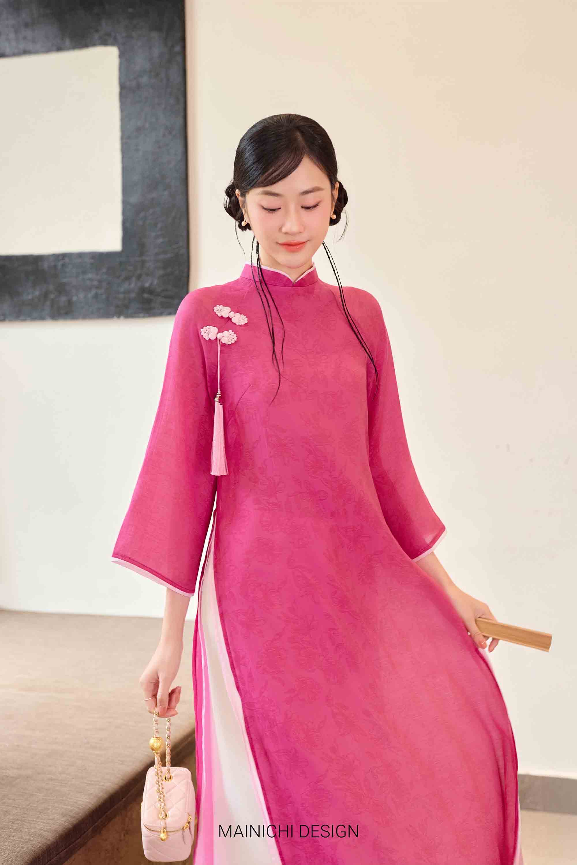 BST Mộc Miên áo dài hồng sen 